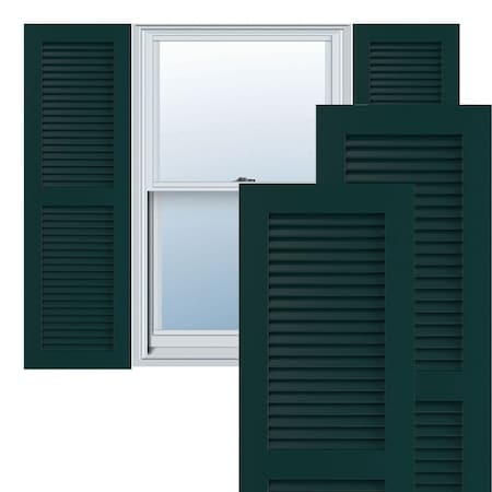True Fit PVC Two Equal Louver Shutters, Thermal Green, 18W X 37H